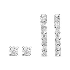 2er-Set- Weiße Diamant-Ohrringe - 0.10 ct.