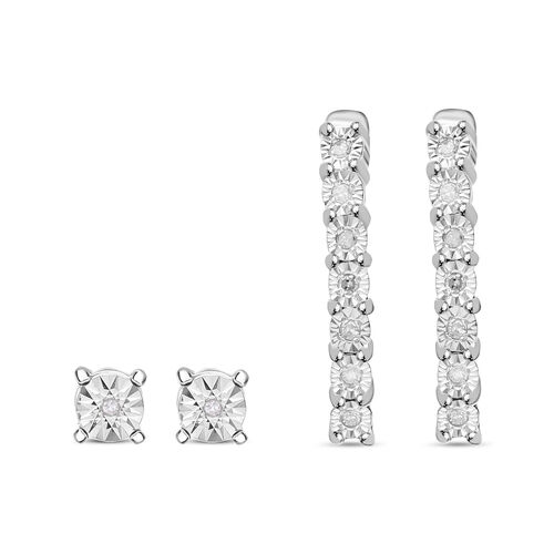 2er-Set- Weiße Diamant-Ohrringe - 0.10 ct. image number 0