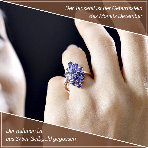 AAA Tansanit Ring, 375 Gold, (Größe 19.00) ca. 2.94 ct image number 3