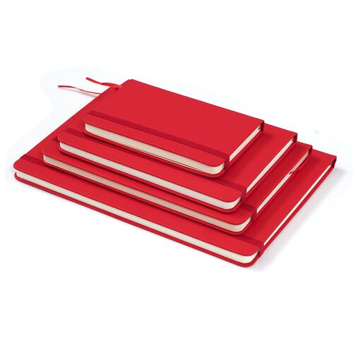 4-teiliges Notizbuch-Set mit Gummibandverschluss, Kunstleder und Papier, verschiedene Größen, Rot image number 0