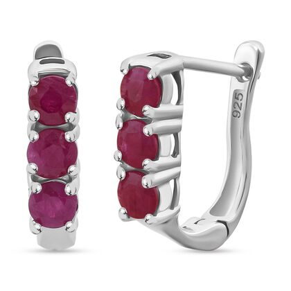 Burmesischer-Rubin Ohrringe 925 Silber rhodiniert ca. 1.44 ct