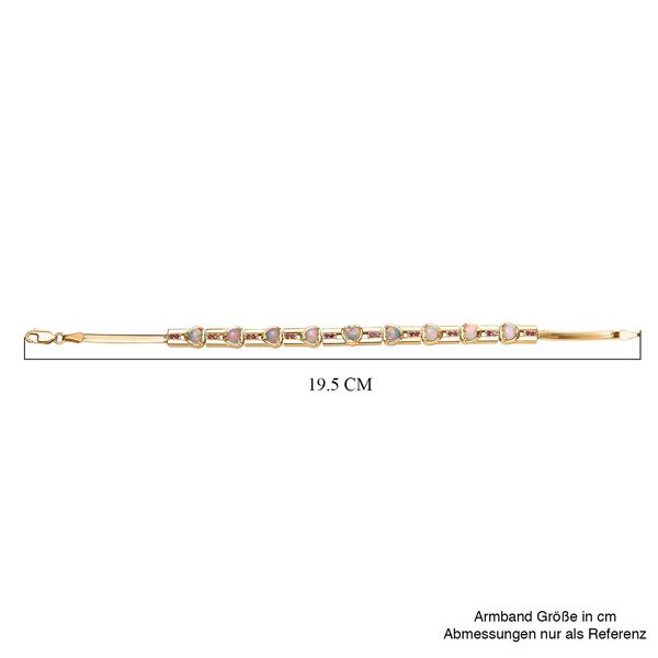 AA natürliches, äthiopisches Welo Opal und afrikanisches Rubin-Armband, 19 cm, 925 Silber 750 Gelbgold Vermeil - 3,63 ct. image number 5