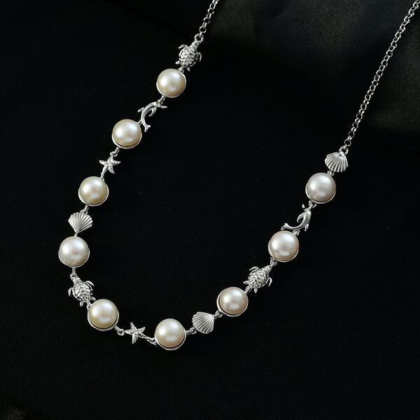 EVER TRUE S&uuml;&szlig;wasser Perle (9-9.5 mm) Halskette ca. 50 cm Nickelfreies Messing, Silberfarben image number 2