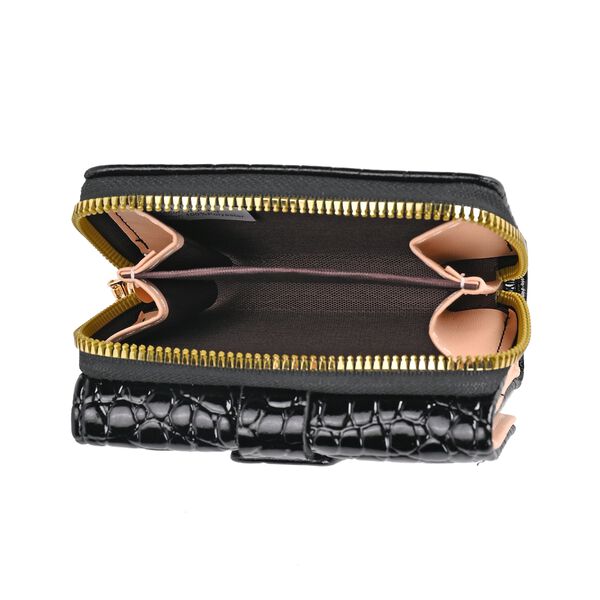 Stilvolle Geldb&ouml;rse mit Krokodilpr&auml;gung und RFID-Schutz, 11x8 cm, Schwarz image number 5