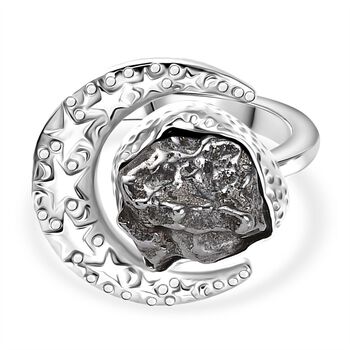 Muonionalusta Meteorit Ring 925 Silber rhodiniert (Gr&ouml;&szlig;e 20.00) ca. 15.98 ct