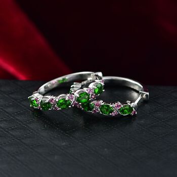 D'joy Nat&uuml;rlicher Chromdiopsid, Nat&uuml;rlicher Rhodolith Granat Ohrringe 925 Silber rhodiniert ca. 2.26 ct