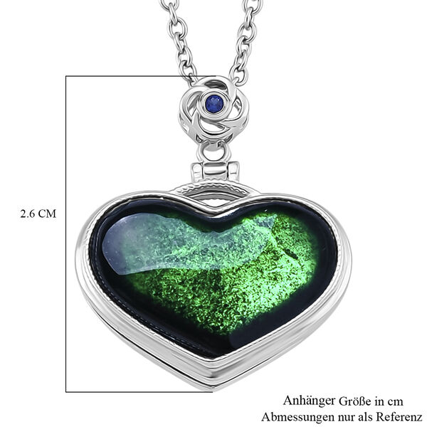 Schwarzer Jadeit und Zirkonia Medaillon-Anh&auml;nger mit 50cm Kette image number 8