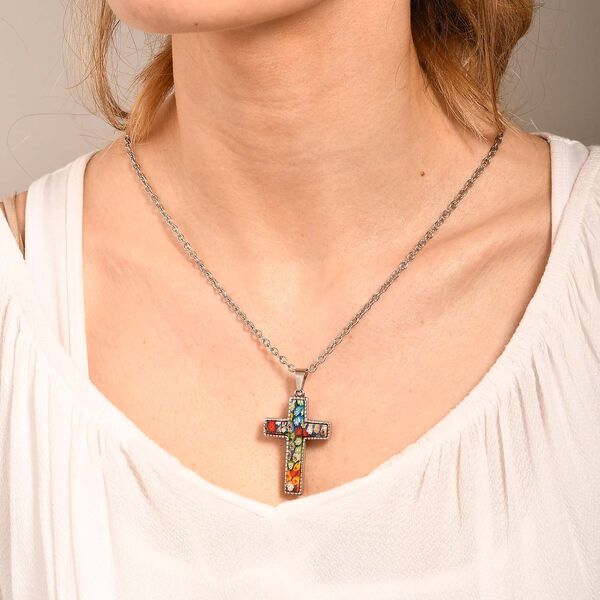 Mehrfarbige Murano-Stil Set mit Kreuz-Halskett image number 31