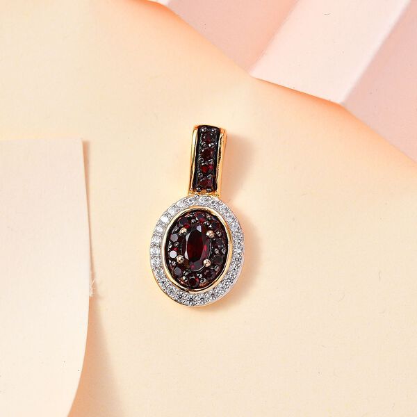 Mosambik Granat Anh&auml;nger 925 Silber 750 Gelbgold Vermeil ca. 0,82 ct. image number 2