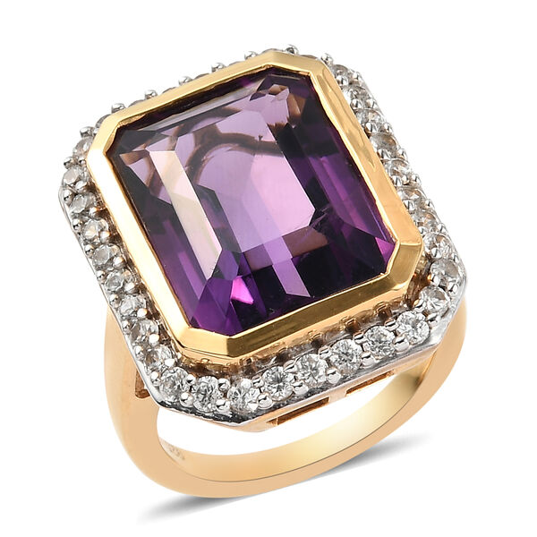 Lusaka Amethyst und Zirkon Ring 925 Silber vergoldet  ca. 12,77 ct image number 4
