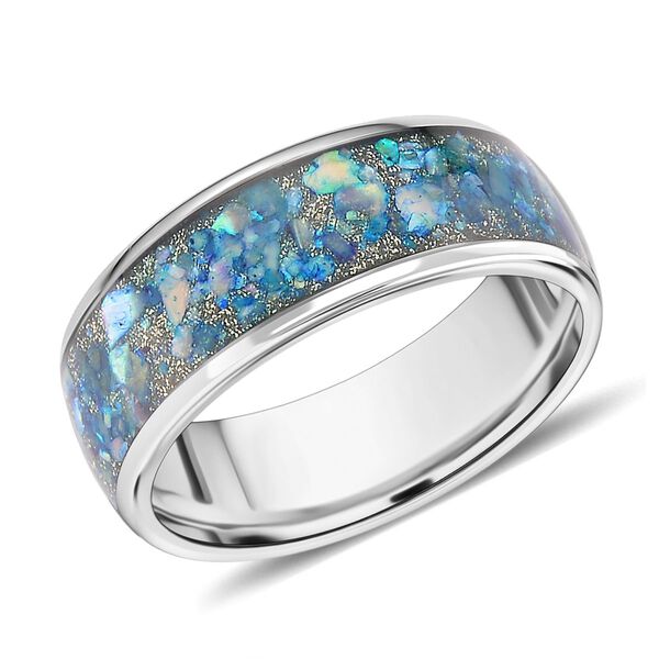 Himmelblaue Muschel Ring Reines Wolframcarbid (Gr&ouml;&szlig;e 16.25) image number 4