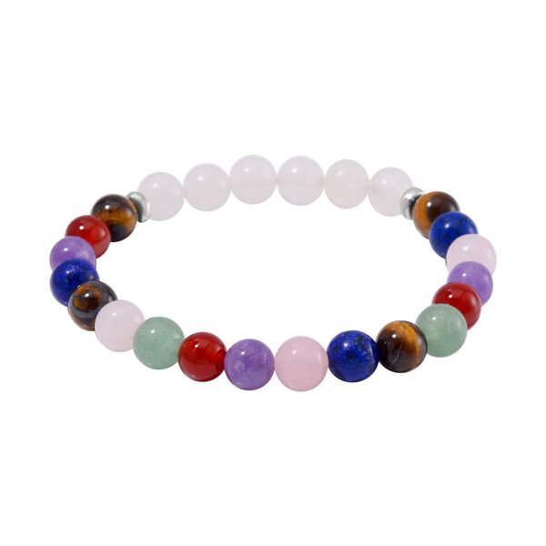 3er-Set- Multi-Edelstein und wei&szlig;e Kristall Quarz-Armb&auml;nder - 231 ct. image number 8