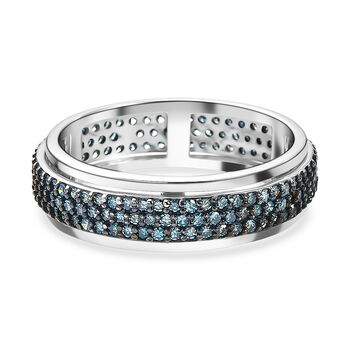 LUXURIANT DIAMOND - Lab Grown Blauer Diamant SI-GH SGL zertifiziert Ring 925 Silber rhodiniert (Gr&ouml;&szlig;e 19.00) ca. 1,00 ct