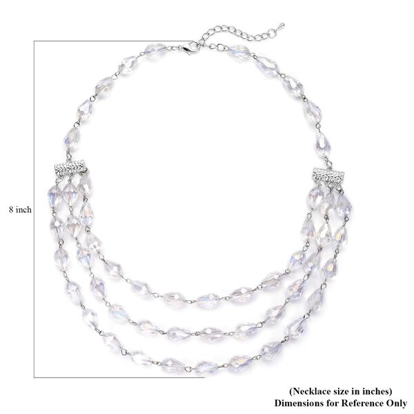 Wei&szlig;es Glas Halskette, ca. 56 cm, Eisen image number 5