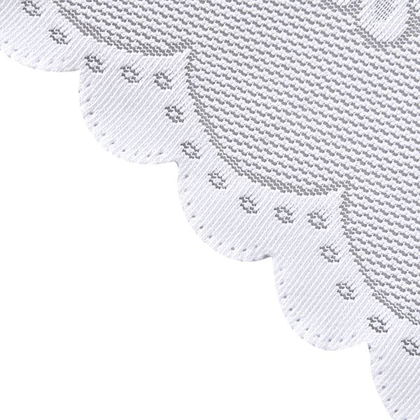 Gardinen mit verstellbarer Metallstange, gestrickter Stoff, 145x90cm, gewebt, wei&szlig;, Gro&szlig;e Blumen image number 4