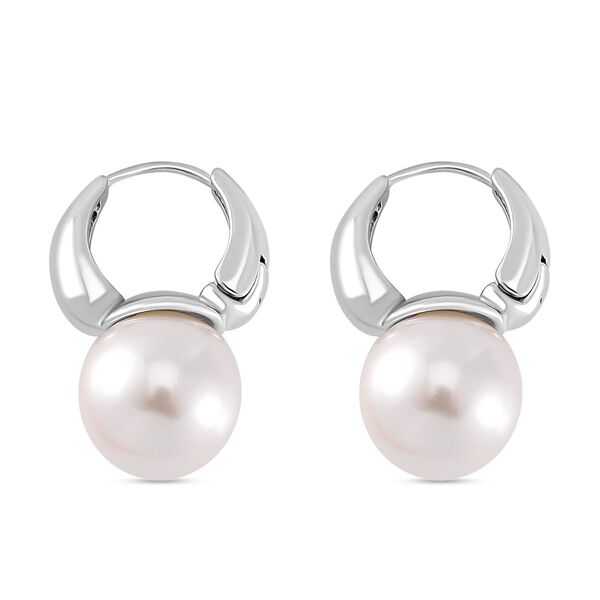 Weiße Muschelkernperle Ohrringe, Messing image number 4