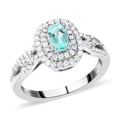 Rhapsody AAAA Paraiba Turmalin und wei&szlig;er Diamant-Ring, VS E-F, 950 Platin (Gr&ouml;&szlig;e 18.00) ca. 1.00 ct