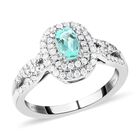 Rhapsody AAAA Paraiba Turmalin und Diamant-Halo-Ring, VS E-F, 950 Platin, 1,00 ct. image number 0