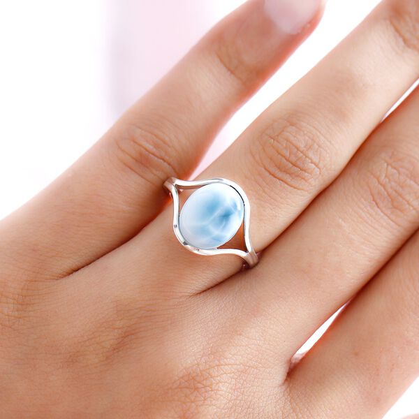 Larimar-Ring, 925 Silber platiniert  ca. 5,26 ct image number 3
