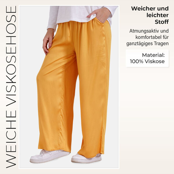 Locker geschnittene Damenhose mit Gummibund, Einheitsgröße, Gelb image number 2
