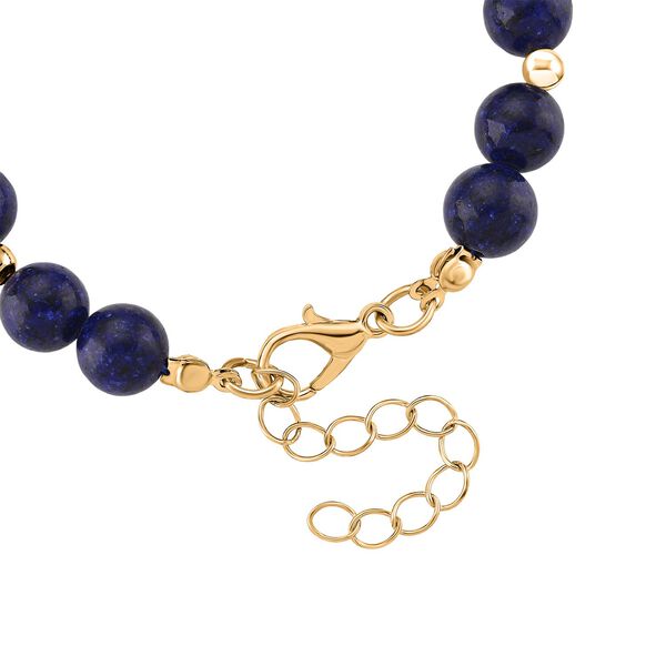 Lapislazuli, Weiße Keshi Perle Armband, ca. 18cm mit 5cm extender, Reine Legierung goldfarben image number 5