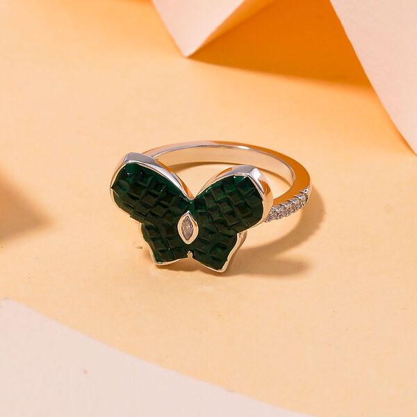 Gr&uuml;ner und wei&szlig;er Zirkonia Ring image number 2