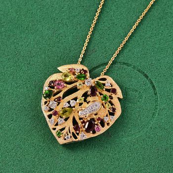 GP Amore x Trifono Kollektion- Mosambik Granat, Peridot und Multi-Edelstein Anh&auml;nger mit 50cm Kette - 2,82 ct.