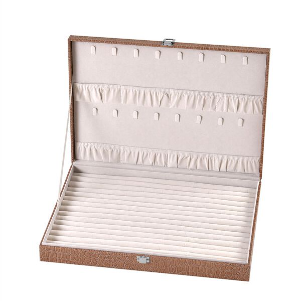 Krokodilmuster Echtleder Ring Koffer, braun image number 8