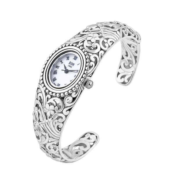 Royal Bali Kollektion - EON 1962 Armreif mit Schweizer Uhrwerk Armbanduhr, wasserdicht, 19 cm image number 4