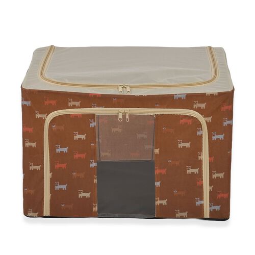 Faltbare Aufbewahrungsbox aus Stoff, 66 Liter offen, Größe 50x40x33cm gefaltet, Beige