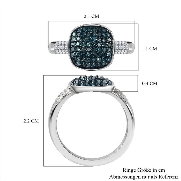 Blauer Diamant Ring, 925 Silber platiniert (Gr&ouml;&szlig;e 20.00) ca. 0.50 ct image number 6