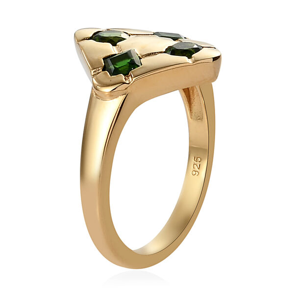 Nat&uuml;rlicher Chromdiopsid Ring 925 Silber vergoldet  ca. 0,76 ct image number 5