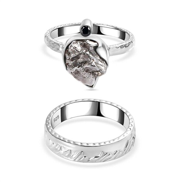 2er-Set- Meteorit und schwarze Spinell-Ringe - 9,04 ct.