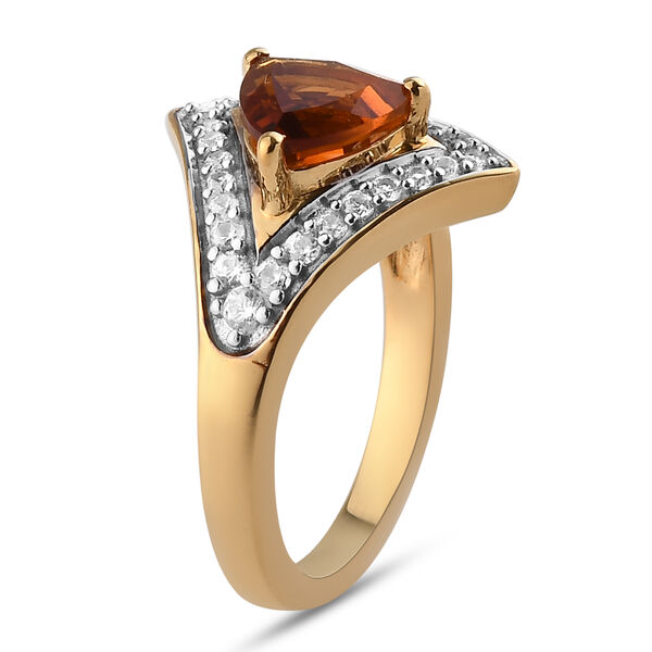 Madeira Citrin und Zirkon Ring 925 Silber vergoldet  ca. 1,61 ct image number 5