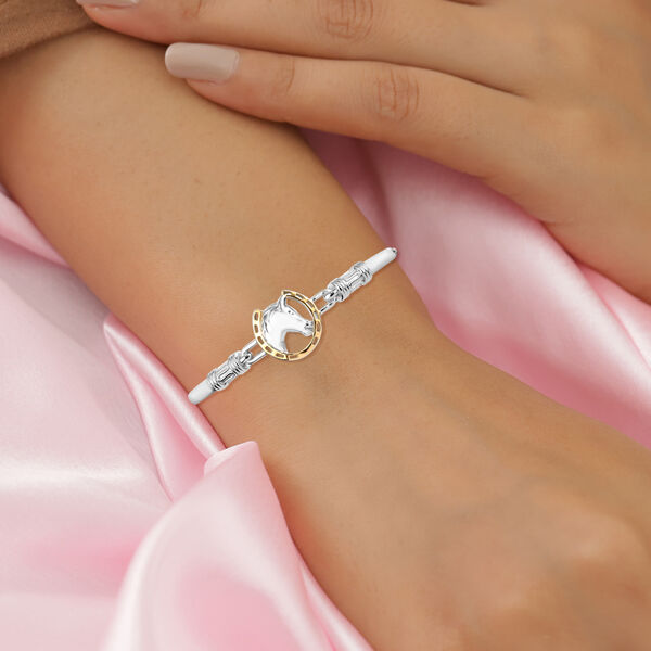 Armreif ca. 19 cm Messing platiniert und vergoldet image number 3