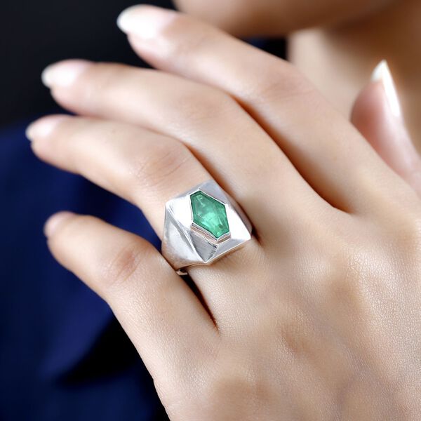 GP Art D&eacute;co Kollektion - Smaragd Triplett Quarz und Kanchanaburi blauer Saphir-Ring - 3,48 ct. image number 3