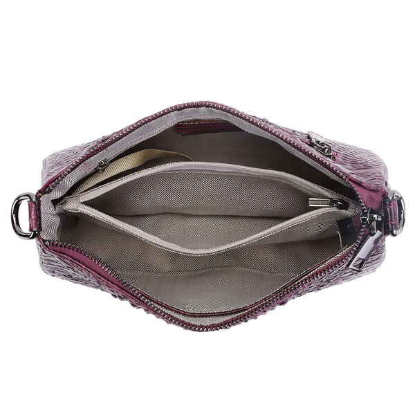 Schultertasche aus 100% echtem Leder mit Kroko-Pr&auml;gung, Lila&nbsp; image number 5