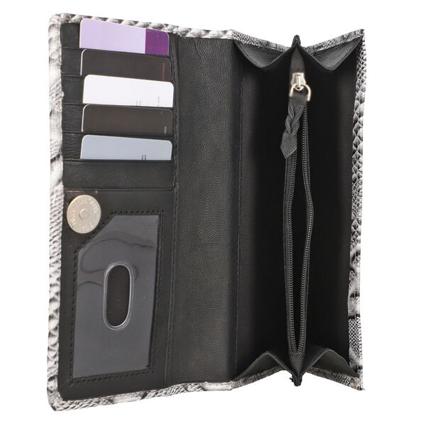 Geldb&ouml;rse aus 100% gepr&auml;gtem Leder mit Pythonmuster und RFID Schutz, Schwarz/Wei&szlig; image number 6