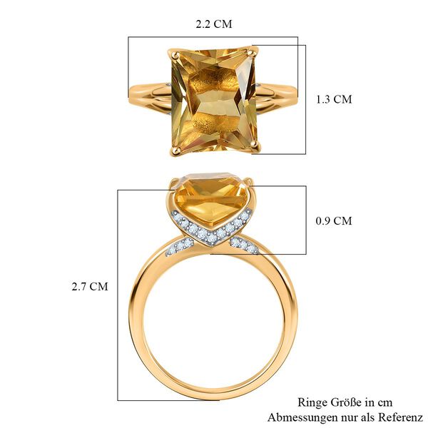 Citrin, Weißer Zirkon Ring 925 Silber Gelbgold Vermeil (Größe 17.00) ca. 5,71 ct image number 7