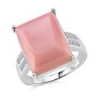 D'Joy Natürlicher Rosa Königsmuschel Perle, Moissanit Ring 925 Silber rhodiniert (Größe 16.00) ca. 10,90 ct