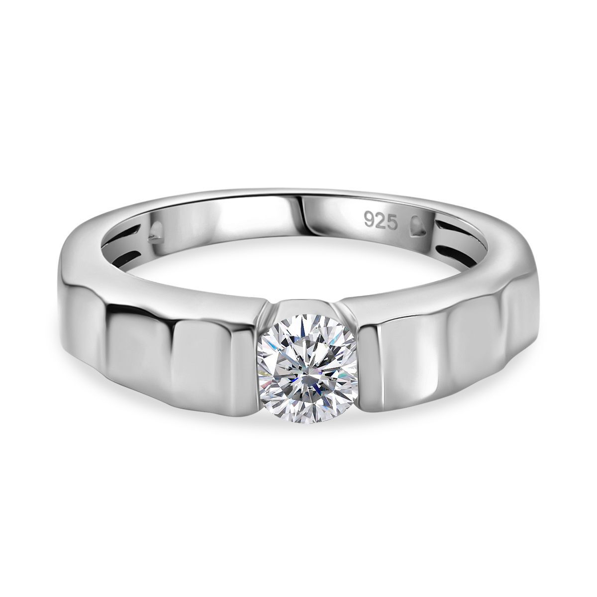 EF Moissanit Ring in rhodiniertem Silber - 0,43 ct