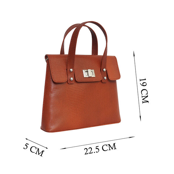 Assots London BENTLEY Designer-Tasche aus echtem Leder mit abnehmbarem Schulterriemen, Schlangenhautmuster, Gr&ouml;&szlig;e 25x5x18 cm, Braun image number 6