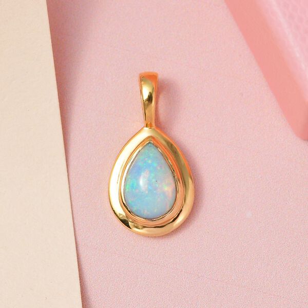 Natürlicher, äthiopischer Welo Opal Anhänger, 925 Silber vergoldet, ca. 0.86 ct image number 3