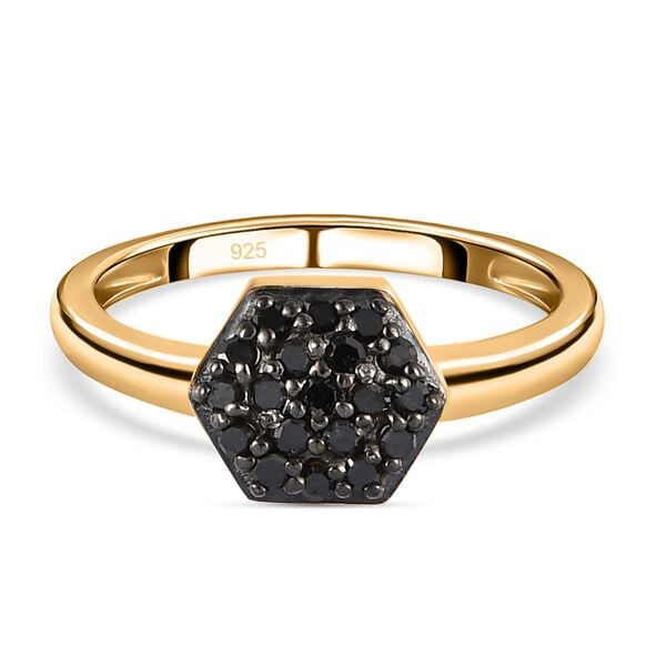 Schwarzer Diamant Ring 925 Silber Gelbgold Vermeil (Größe 20.00) ca. 0,20 ct image number 0
