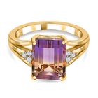 AAA Ametrin, wei&szlig;er Zirkon Ring, 925 Silber vergoldet, (Gr&ouml;&szlig;e 21.00) ca. 3.76 ct