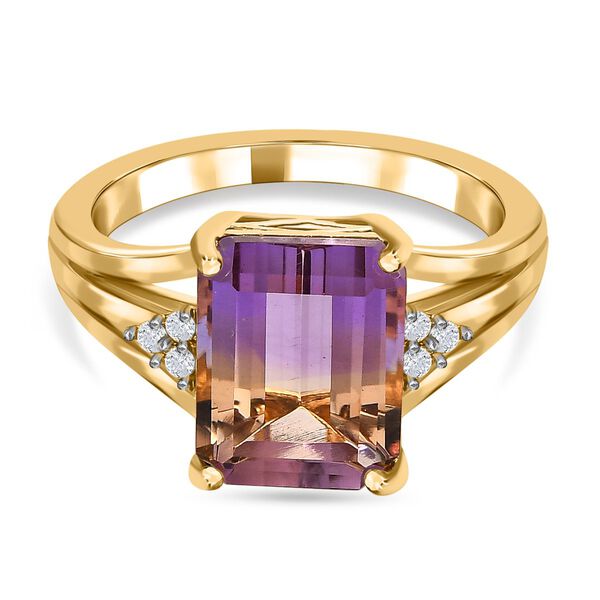 AAA Ametrin, wei&szlig;er Zirkon Ring, 925 Silber vergoldet, (Gr&ouml;&szlig;e 21.00) ca. 3.76 ct image number 0