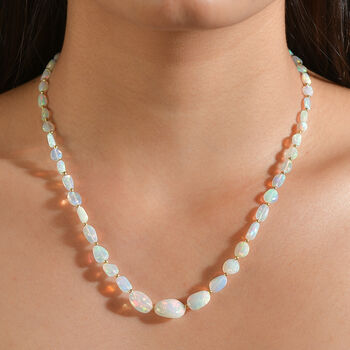 D'Joy AAA Nat&uuml;rlicher, &auml;thiopischer Welo Opal Halskette ca. 45 cm 925 Silber 750 Gelbgold vermeil ca. 40,00 ct.