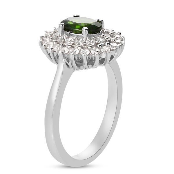 Nat&uuml;rlicher Chromdiopsid und Zirkon Ring 925 Silber platiniert  ca. 1,55 ct image number 5