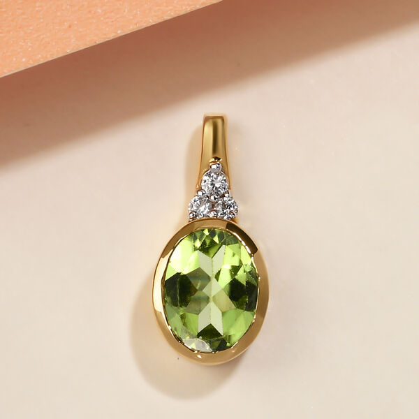 Natürlicher Peridot und Zirkon-Anhänger in Silber, 1,86 ct. image number 3