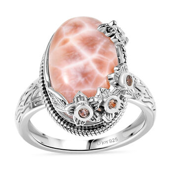 D&rsquo;joy AA Natrolith, Nat&uuml;rlicher Champagner Zirkon Ring 925 Silber (Gr&ouml;&szlig;e 19.00) ca. 7,17 ct